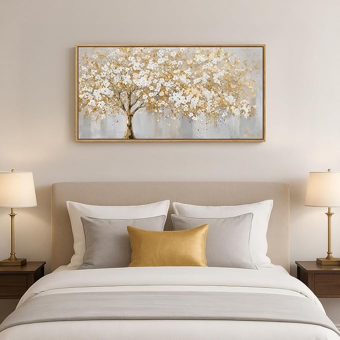 Large Framed Gold Tree Wall Art