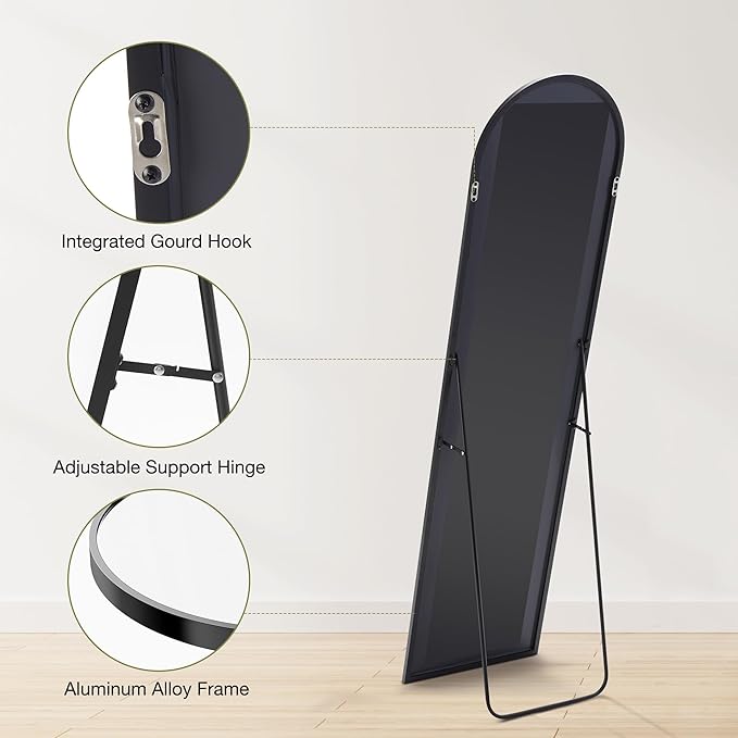 Sweetcrispy 59"x16" Arched Full Length Mirror, Leaning or Standing Full Body