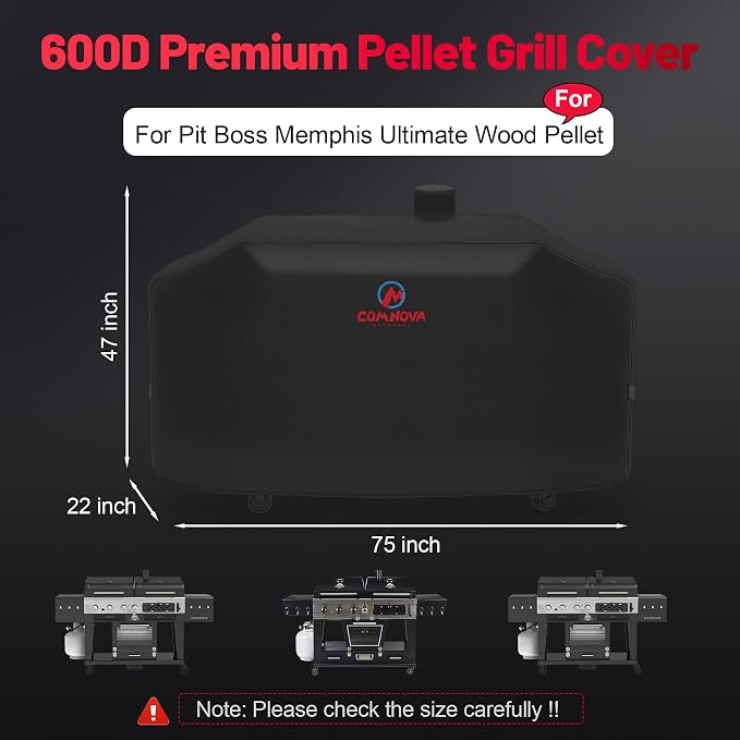 Comnova Grill Cover for Pit Boss Memphis Ultimate - 600D Wood Pellet Smoker Cover for Pitboss, 75 Inch Pellet Cover for Pit Boss Memphis Ultimate and Smoke Hollow 4 in 1 Gas Charcoal Combo Grill