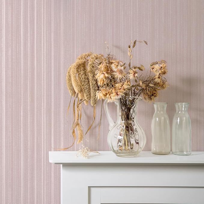Tempaper Textured Metallic Pink Faux Grasscloth Removable Peel and Stick