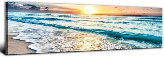 Sunrise Ocean Beach Canvas Wall Art Coastal Room Decor Nature Pictures