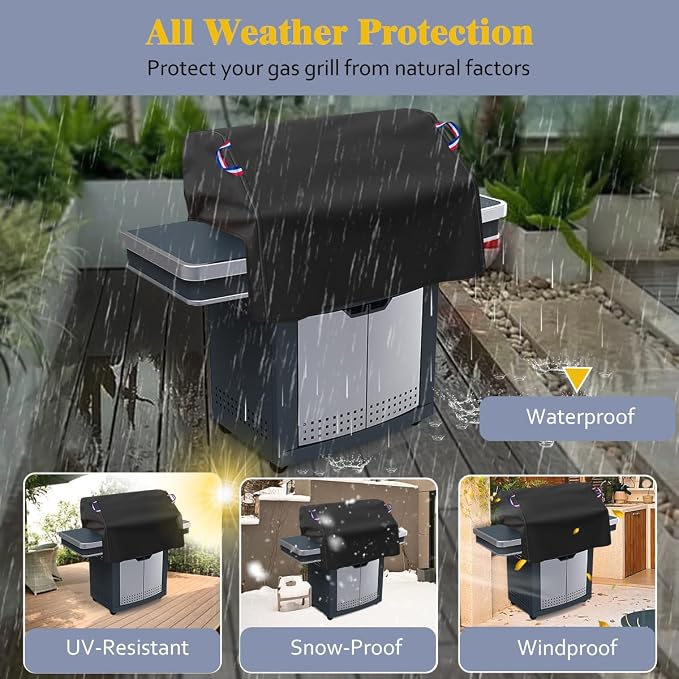 Built in Grill Cover for Outdoor Grill, 32 Inch BBQ Grill Top Cover for Most 29-31 Inch 4 Burner Built in Grill, Heavy Duty Waterproof Outdoor Kitchen & Grill Head Cover - 32"W x 26"D x 24"H
