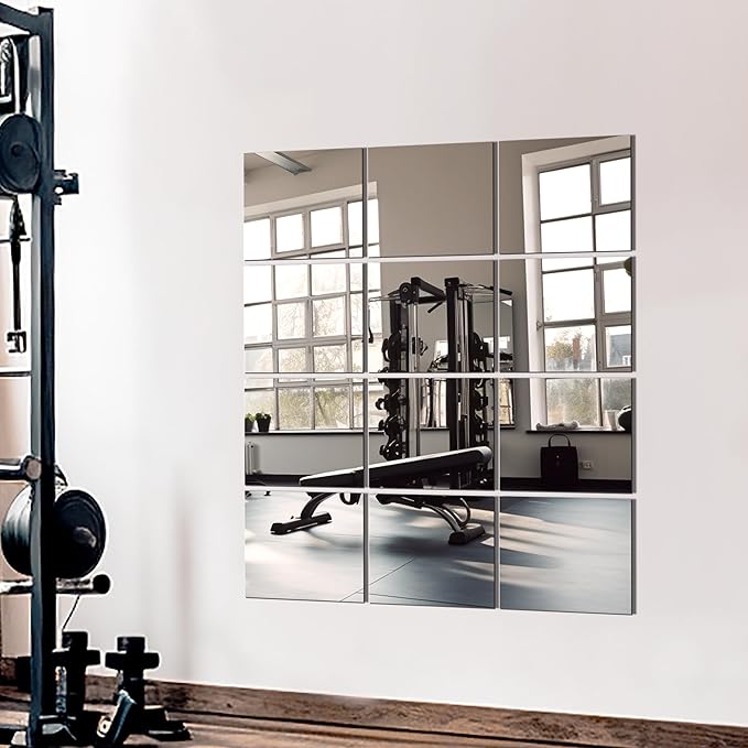 TRAHOME Home Gym Mirror Tiles for Wall, Living Room, Over The Door
