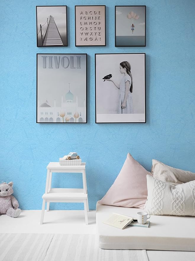 Cohoo Home Blue Peel and Stick Wallpaper Silk Solid Light Blue Contact Paper