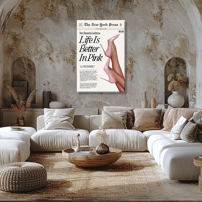 Trendy Baby Pink Poster 70s Canvas Prints The New York Press Wall Art Life Is