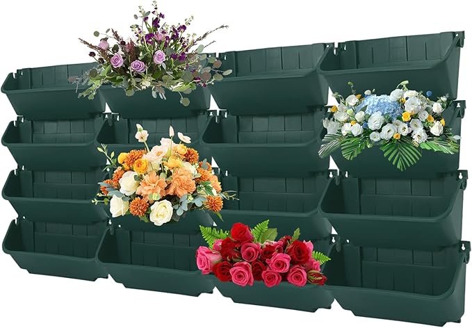 16 Pack Vertical Garden Planter, 13 inch Wall Mounted Planter