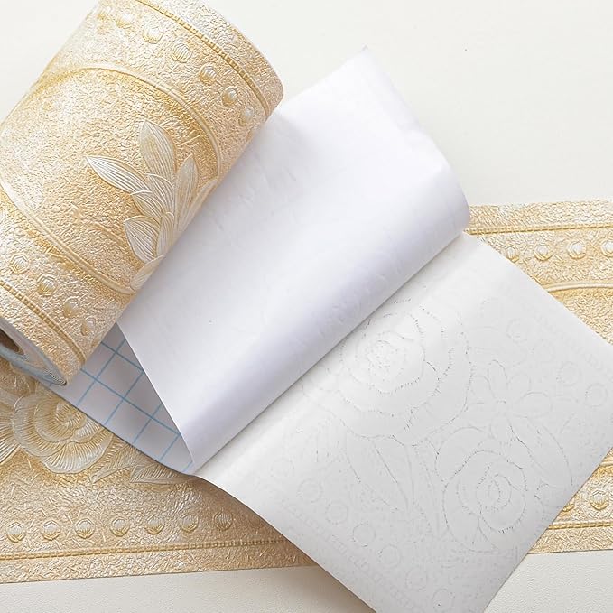 AbaBoorty Beige Floral Wallpaper Border Decor 394"X4.1" Peel and Stick Wall