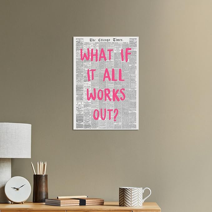 Liyark Retro Trendy Newspaper Canvas Wall Art What If All Works Out Poster