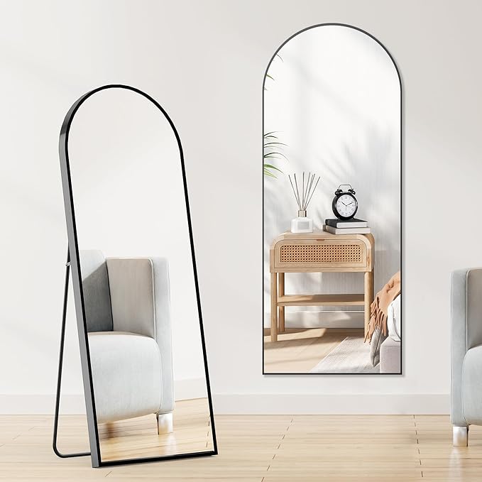 Sweetcrispy 64"x21" Arched Full Length Mirror, Leaning or Standing Full Body