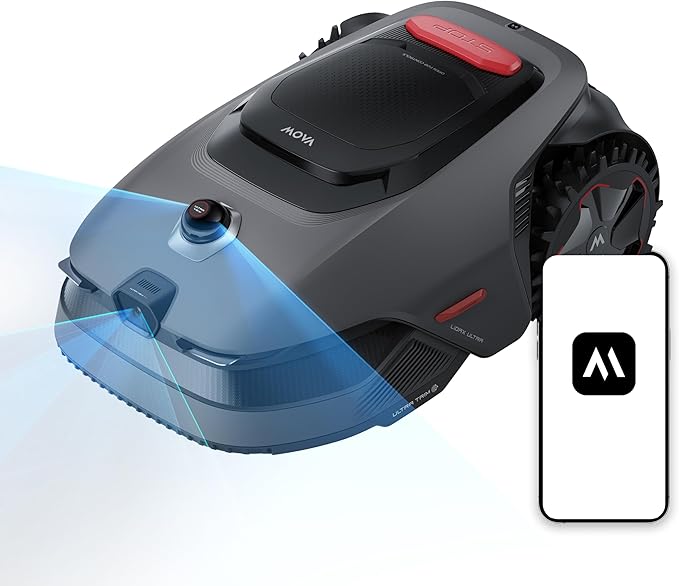 MOVA LiDAX Ultra 1000 Robot Lawn Mower Wire Free for 1/4 Acre, RTK-Free+360Â° 3D LiDAR+AI Vision Auto Mapping, Zero-Edge Cutting, Cutting Height 1.2"-3.9", 45% Slope, Up to 150 Managed Zones Dual Maps