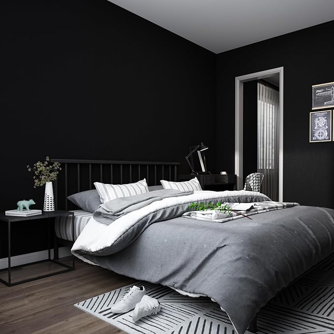 FUKU MON 23.6" X 393" Black Wallpaper Peel and Stick Contact Paper Solid
