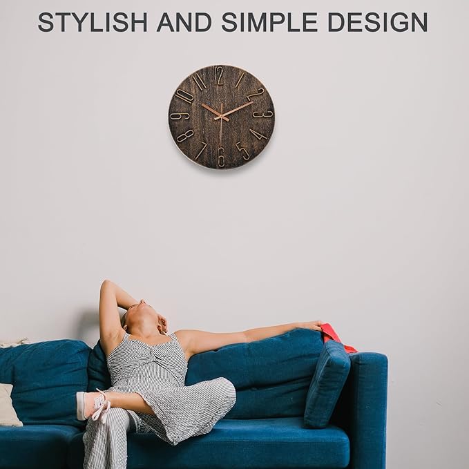 Wall Clock, Silent Clock, Wall Clocks Battery Operated， 12 inch Modern Wall