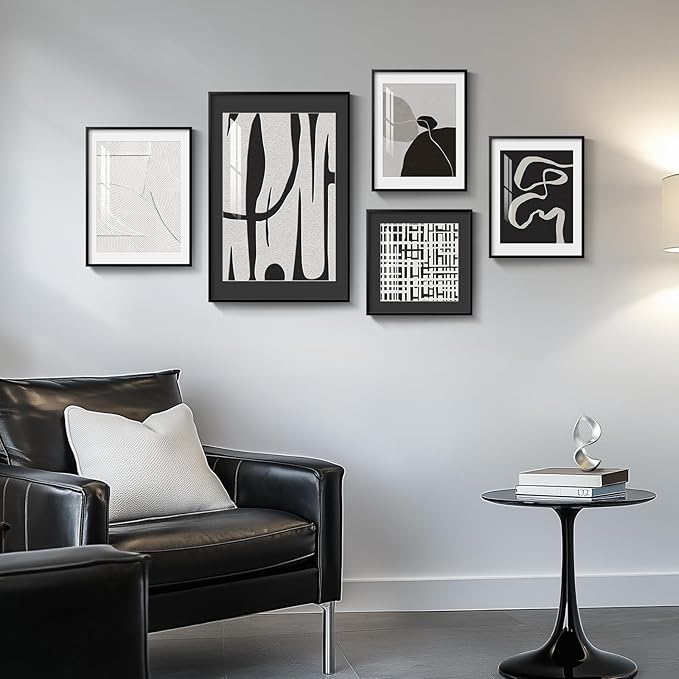Framed Black and White Abstract Wall Art
