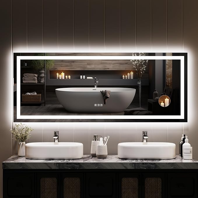 LED Bathroom Mirror 60 x 24 inch, Lighted Bathroom Vanity Mirror