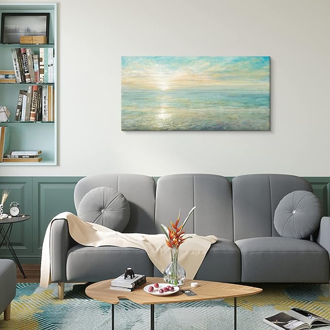 Goldfoilart Beach Sunrise Pictures Ocean Wall Art Coastal Canvas Prints Sea