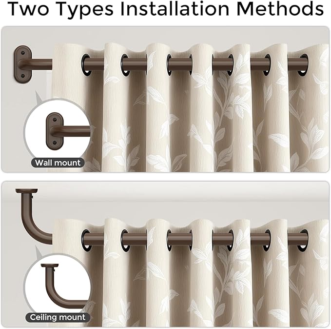 Curtain Rods 32-46 Inch, Bronze Wrap Around Blackout Curtain Rods