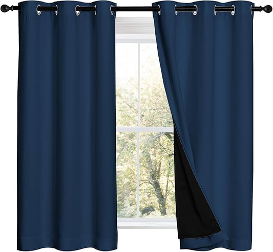 NICETOWN Moroccan Blue 100% Blackout Curtains 2 Panels