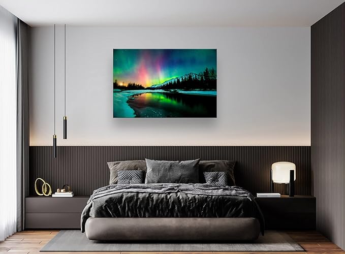 S01969 Wall Art HD Aurora Scenery Painting on Canvas Prints Stretched and