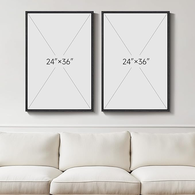 Large Framed Black and White Neutral Abstract Wall Art