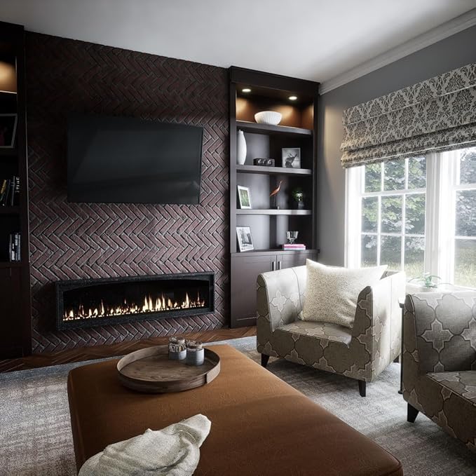 EverStone Herringbone Faux Brick Panel, 46 1/2"W x 25 1/4"H x 1"D, Stratus Color