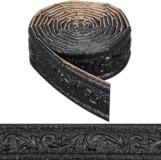 CRASPIRE 90x1.8in Peel Stick Foam Molding Black Baseboard Trim Self Adhesive