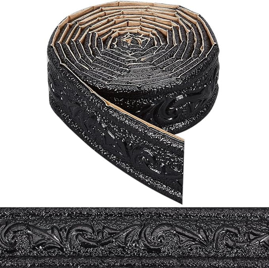 CRASPIRE 90x1.8in Peel Stick Foam Molding Black Baseboard Trim Self Adhesive