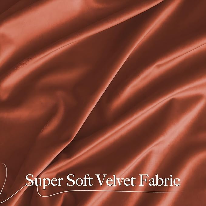 NICETOWN Rust Red Blackout Velvet Curtains