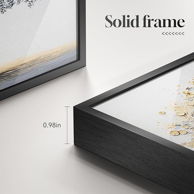 Framed Square Tree of Life Wall Art, Minimalist Elegant Luxury Abstract Tree