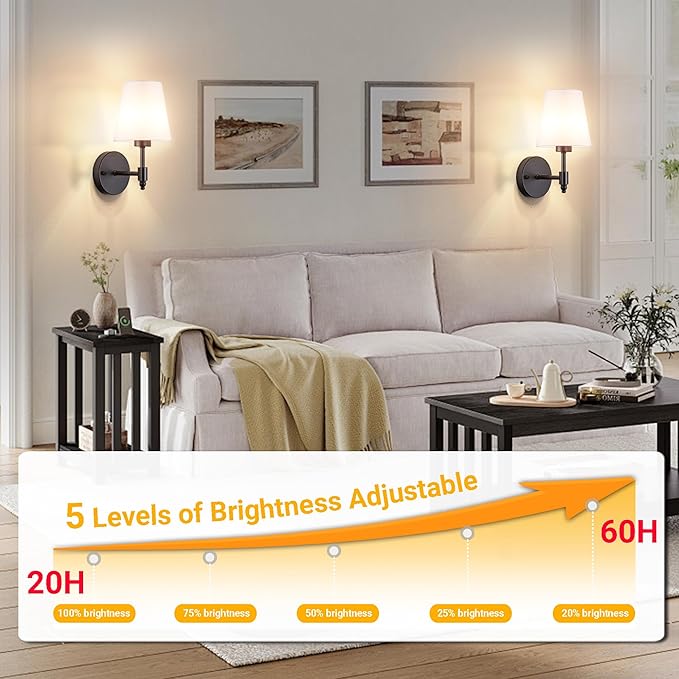 Vimhou Peel and Stick Wall Sconces, Stick On Wall Sconce Set of 2, Battery