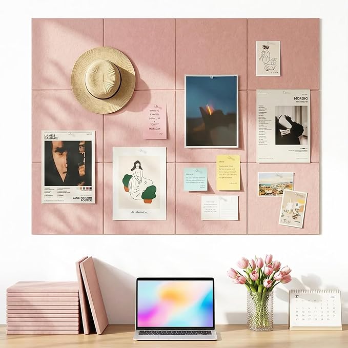 Aothia 12-Pack Felt Bulletin Board Tiles