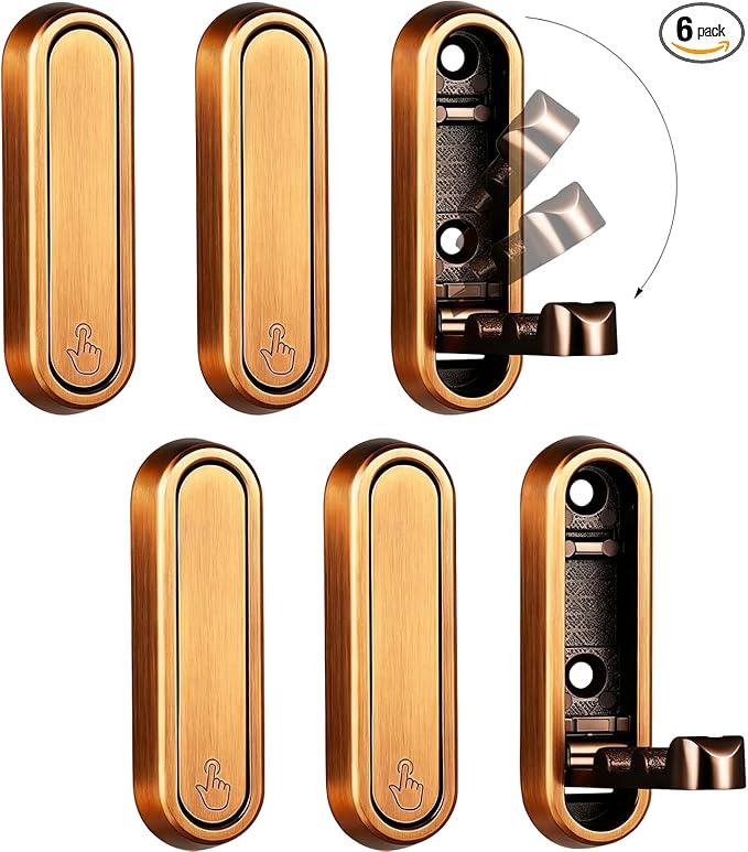 6PCS Foldable Wall Hooks, Zinc Alloy Flip Down Hooks, Retractable Wall Hooks