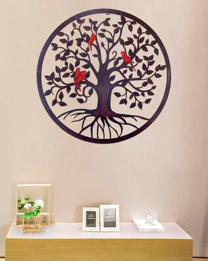 CHINDEUISYUT 23 Inches Tree of Life Wall Art Metal, Large Metal Tree of Life Wall Decor Wall Hanging for Living Room Bedroom Garden Porch Patio Office Home Decor, 23in x 23in x 0.88 in