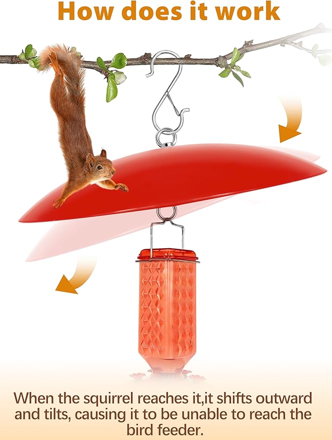 13" Bird Feeder Rain Cover,Smart Bird Feeder Umbrella,Birds House Dome Baffle,Hummingbird Feeders Guard for Shepherd's Hook Outdoors, (Bright Red), 3Pack
