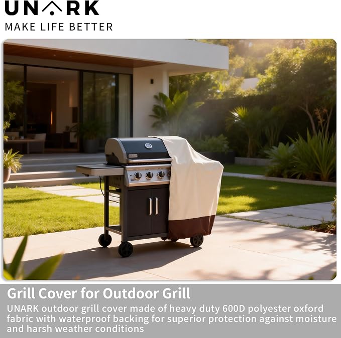 Extra Large Grill Cover for Outdoor Grill 72 Inch, Gas Grill Covers Heavy Duty Waterproof BBQ Covers for Outside, All Weather Protection Grill Cover 72 Inch 72" L x 27" W x 47" H Beige