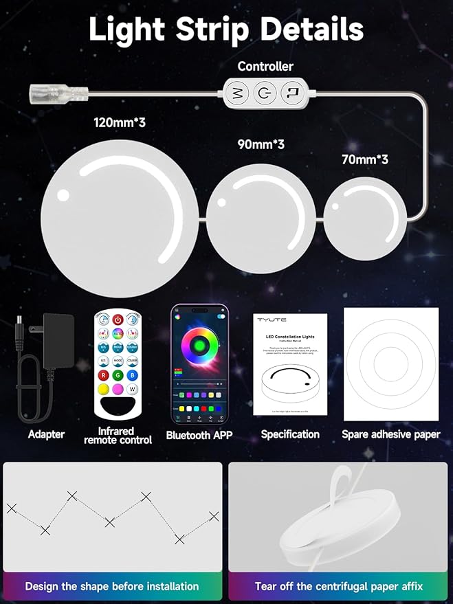 GIPOYENT Smart Wall Light, 9-Piece LED DIY Constellation Light, RGB Color