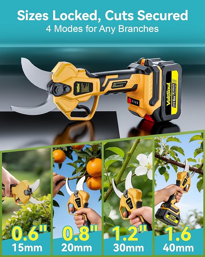 2-in-1 Electric Pruning Shears Cordless with Extension Pole:Electric Tree Pruner with 1.6 Inch Cutting Diameter,12.8Ft Reach,Dual 4.0Ah Battery powered pruner for High Branch Cutter&Tree Trimming