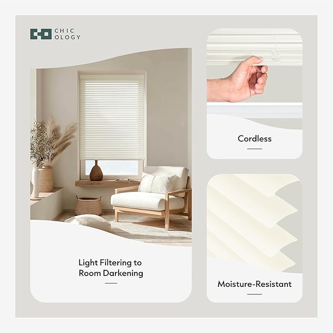 CHICOLOGY Cordless Mini Blinds, 1 Inch Vinyl Window Blinds, Room Darkening &