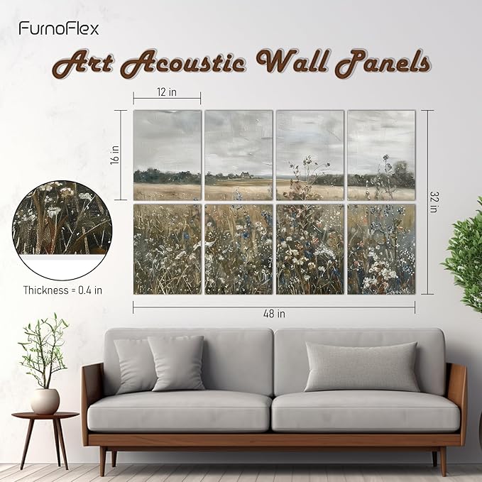 FurnoFlexArt Acoustic Panels Tiles Decorative Room Sound Proof Foam Absorbing