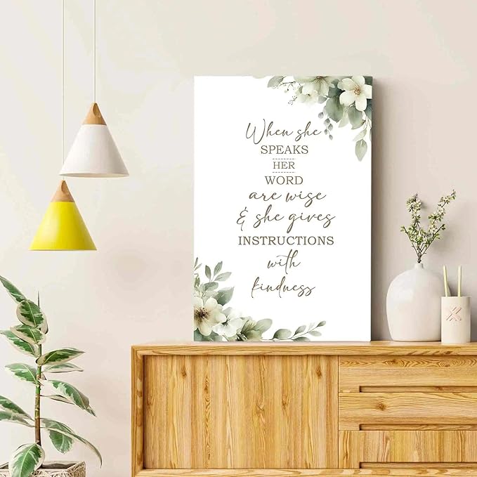 HIWX Christian Wall Decor, Sage Green Botanical Bible Verses Framed Canvas