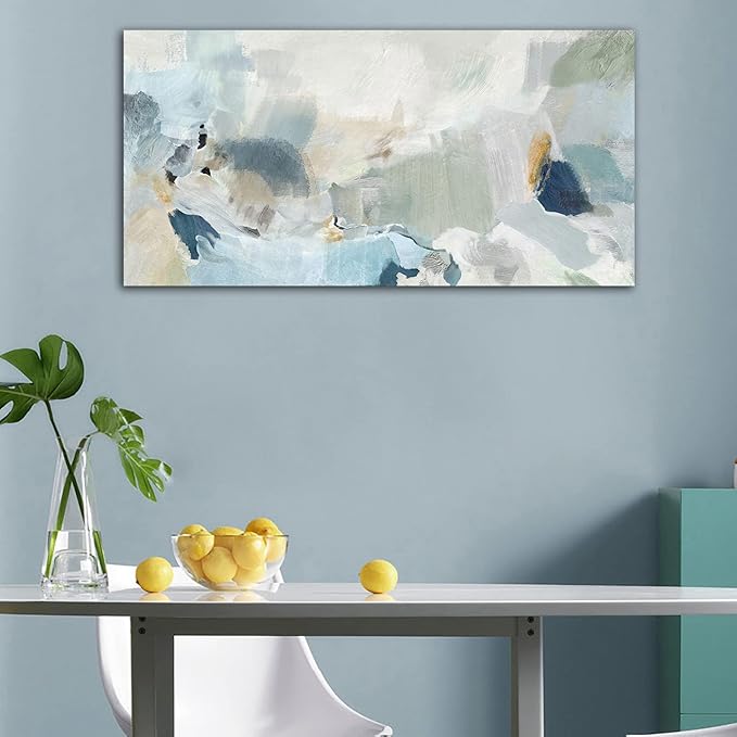 arteWOODS Abstract Canvas Wall Art Teal Abstract Pictures Canvas Painting Modern Bluish Green Canvas Prints Turquoise Artwork Wall Decor for Living Room Bedroom Home Office Wall Decoration 29" x 58"