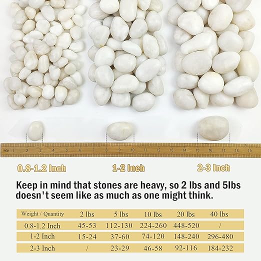 FANTIAN 5 lbs Large White River Rocks, 2-3 inch Pebbles for Indoor Plants, Polished Decorative Stones for Planters Vase Aquarium and Outdoor Garden Landscaping Rocks