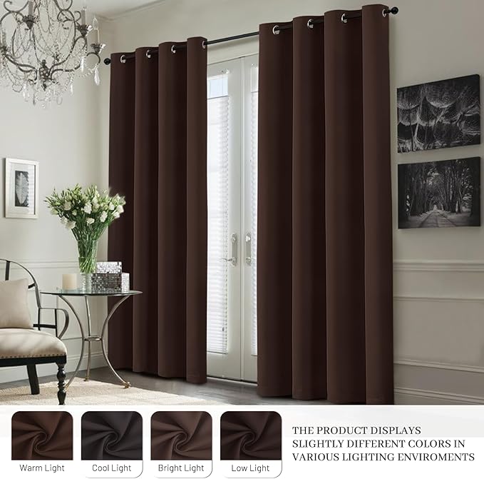 Yakamok 100% Blackout Curtain Panels 63 inches Cold and Light Blocking Drapes