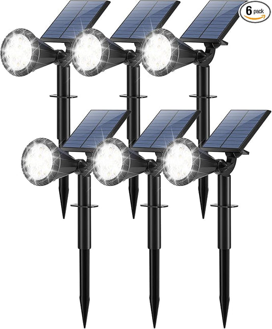 Tadyreal Solar Lights Outdoor Waterproof 180Â° Adjustable Landscape Spot Lights for Yard 4 Lighting Modes Solar Powered Spotlights for Pathway Garden Outside Wall Pool Porch (6 Pack, Cool White)