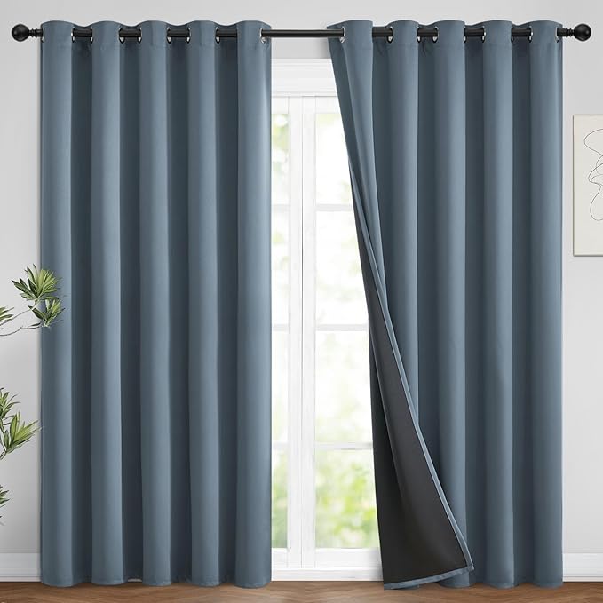 Yakamok 100% Blackout Lined Panels, Room Darkening Thermal Insulated Blackout