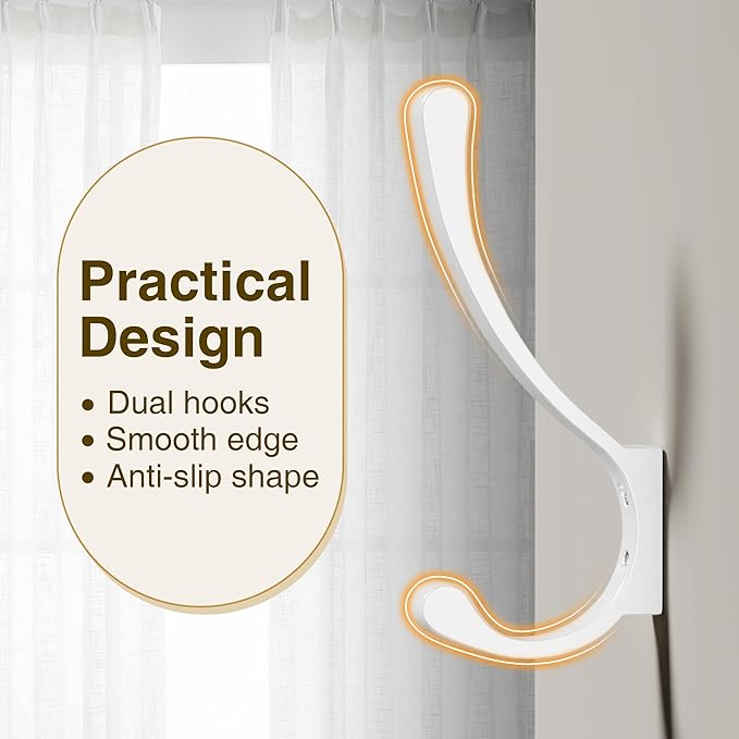 saffruff Wall Mount Coat Hooks, Heavy Duty Metal Hooks