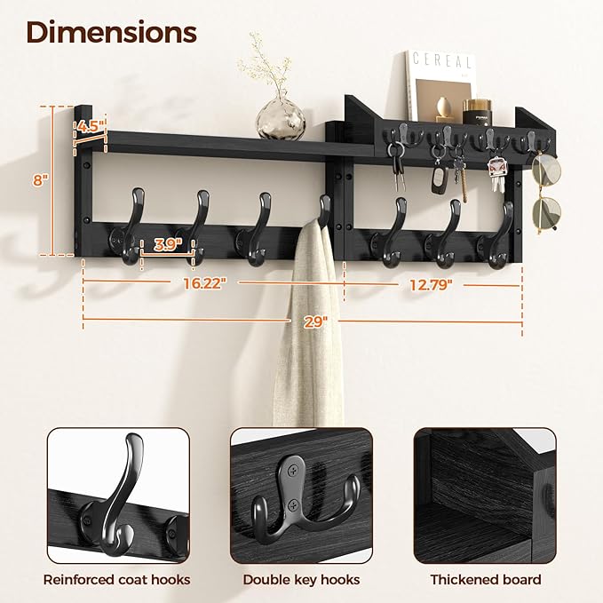 Evermagin 29" Coat Rack Wall Mount