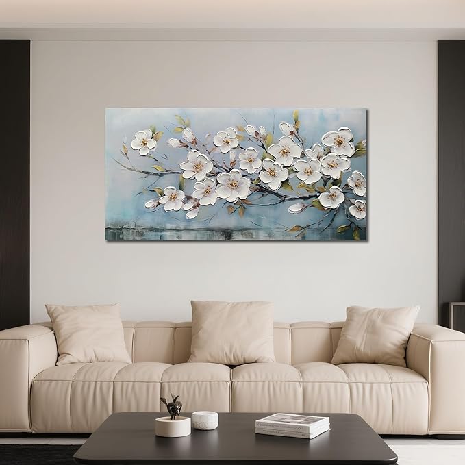 Anolyfi White Textured Flowers Wall Art