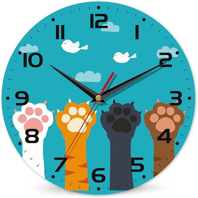 Cute Cat Paw Wall Clock