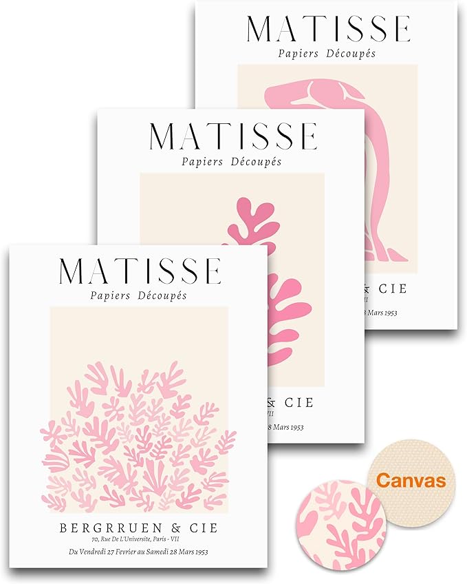 HesenDot Unframed Matisse Pink Wall Art, 12x16in Canvas Prints Poster,