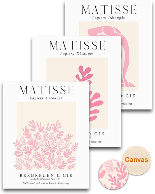 HesenDot Unframed Matisse Pink Wall Art, 12x16in Canvas Prints Poster,